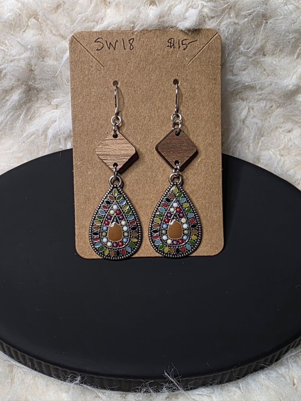 Boho Multicolor Teardrop Dangle Earrings - Unbranded